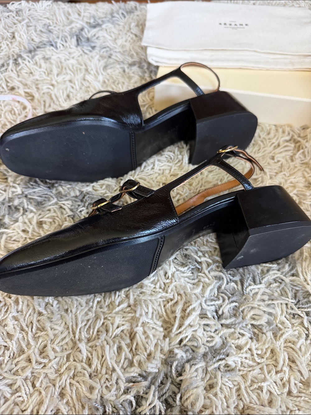 Sezane Black Patent Double-Strap Slingback Heels - Picture 10 of 11